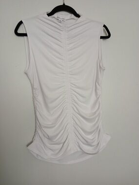 calvin klein white ruched sleeveless top M